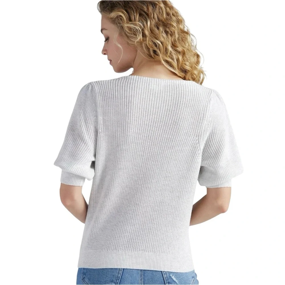 NWT Gentle Fawn Phoebe V Neck Puff Sleeve Pullover Sweater